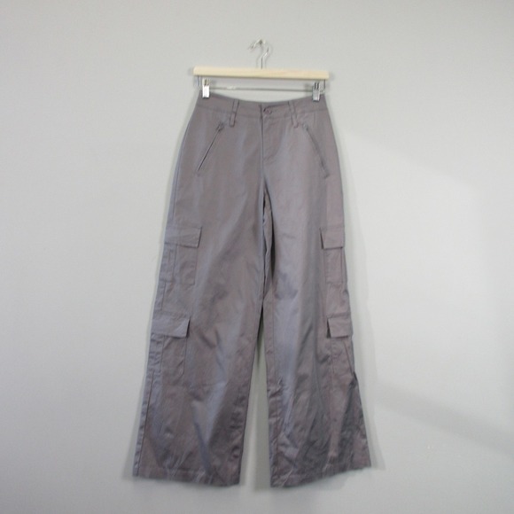 Edikted Gray Wide Leg Cargo Baggy Pants Women XS Grey Cotton Utility Casual 450 - Picture 1 of 14
